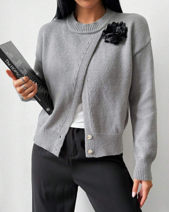 Fashionable Sweater With Slit Hem