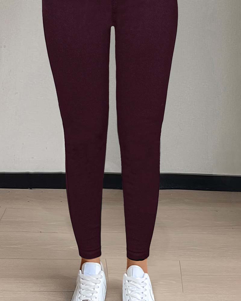 Women's Pocket Solid Skinny Casual Pant