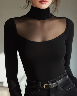 Turtleneck Mesh Bottoming Top