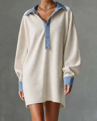Patchwork Casual Long Sleeve Dress