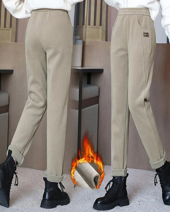 Warm High-Waisted Trousers With A Wool Lining