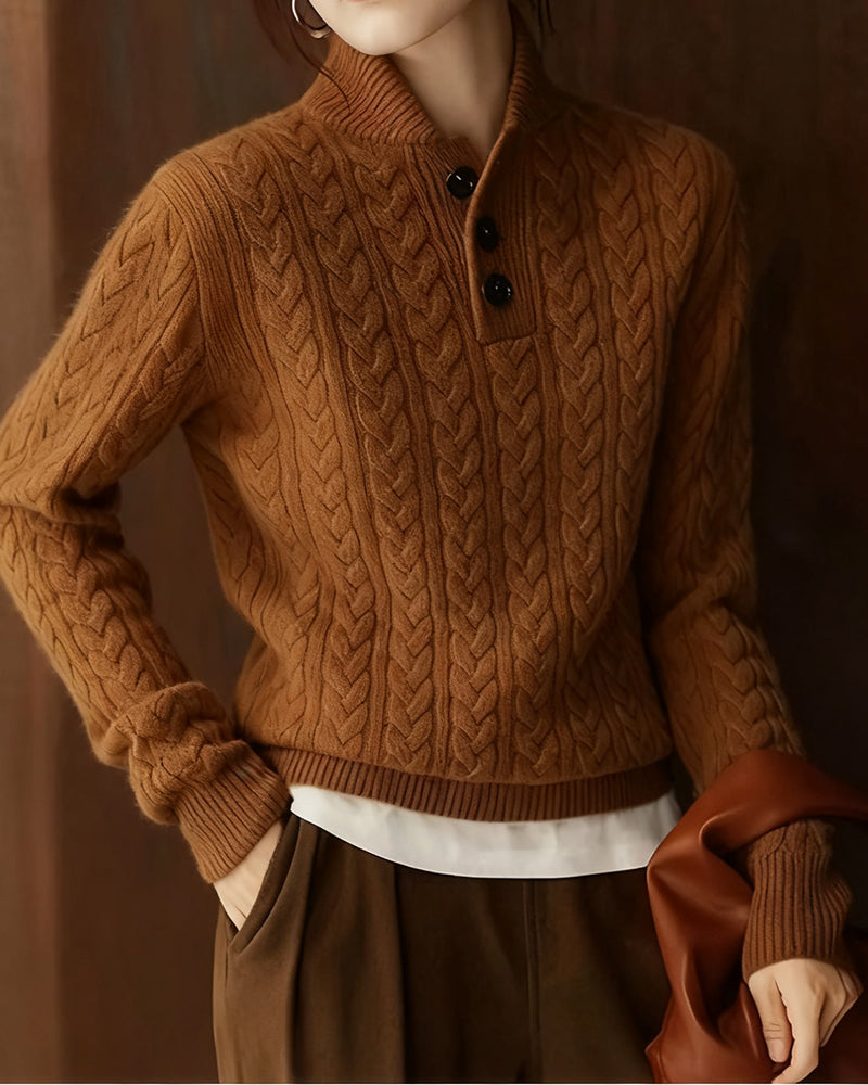 High-Neck Loose Leopard Jumper