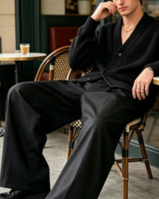 High-Waist Button Fly Wide-Leg Pants