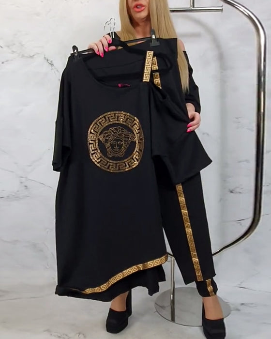 Casual printed irregular two-piece suit