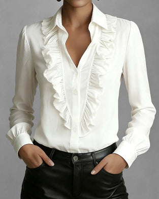 Ruffled Button-Down Collar Shirt