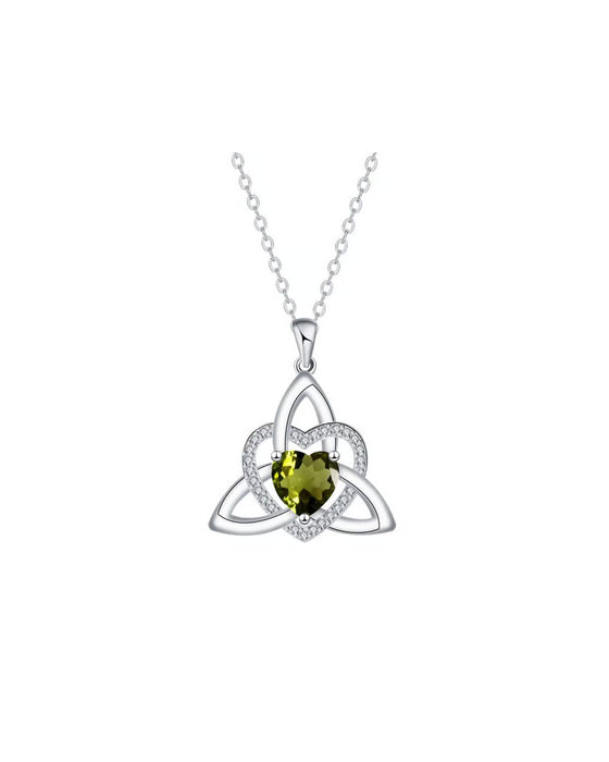Birthstone Celtic Trinity Knot Heart Necklace✨ Heart Shape Celtic Trinity Knot Birthstone Pendant