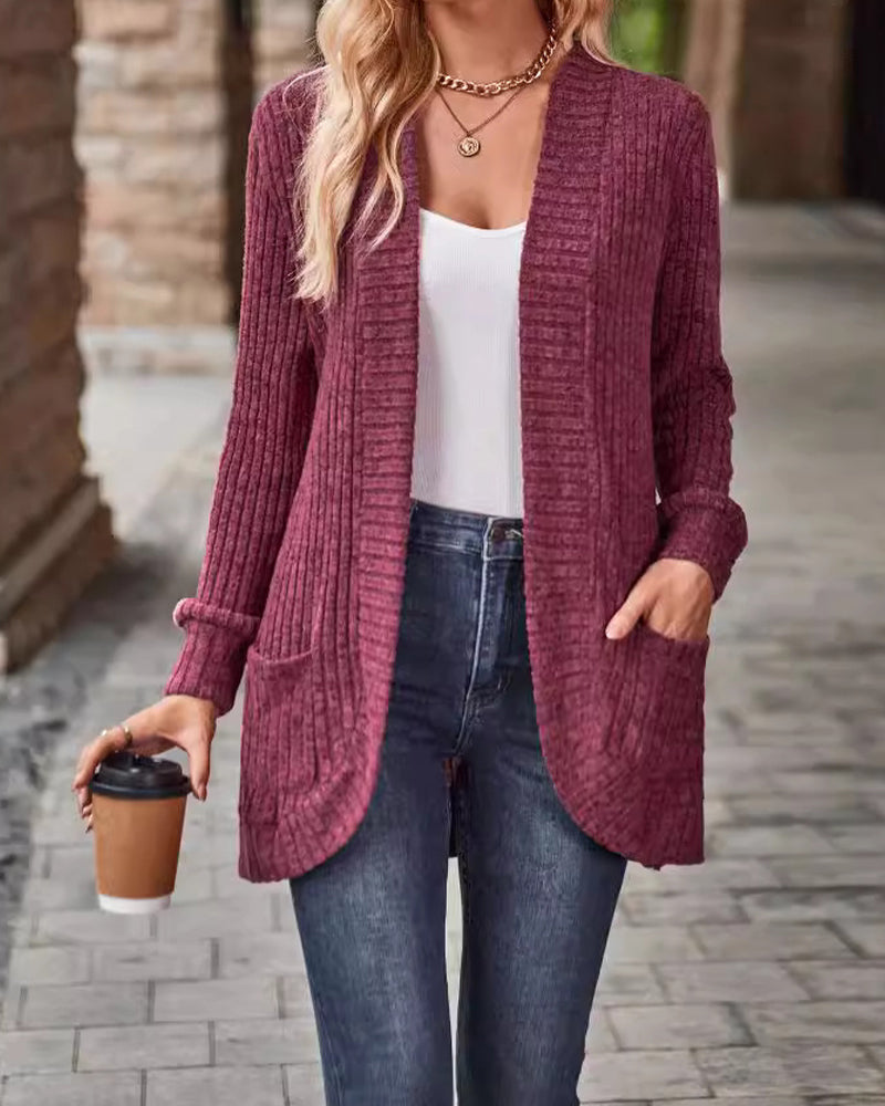 Brushed Casual Long-Sleeve Coat