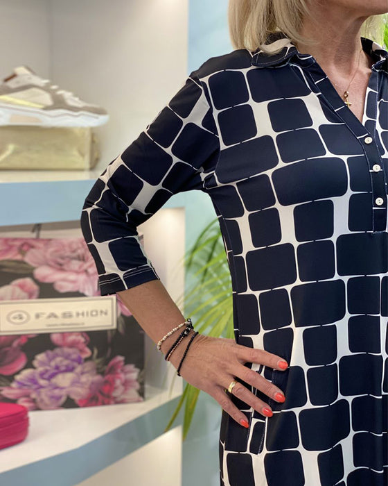 Lapel Plaid Print Dress