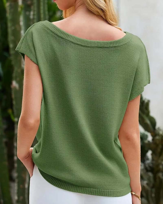 Off-Shoulder Short Sleeve Pullover