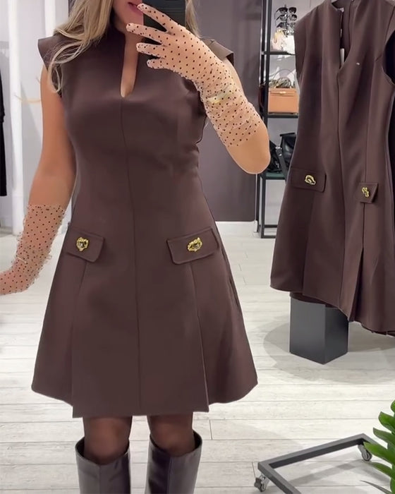 V-Neck Elegant Sleeveless Dress