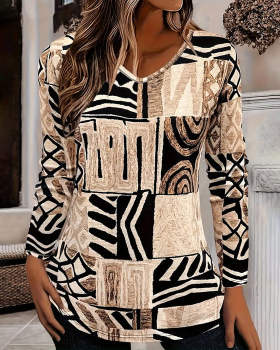 Vintage Geometric Printed Top