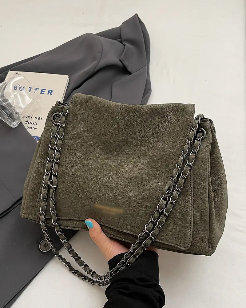 Plain Suede Crossbody Shoulder Bag