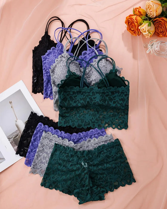 Lace Cutout Back Lingerie Set