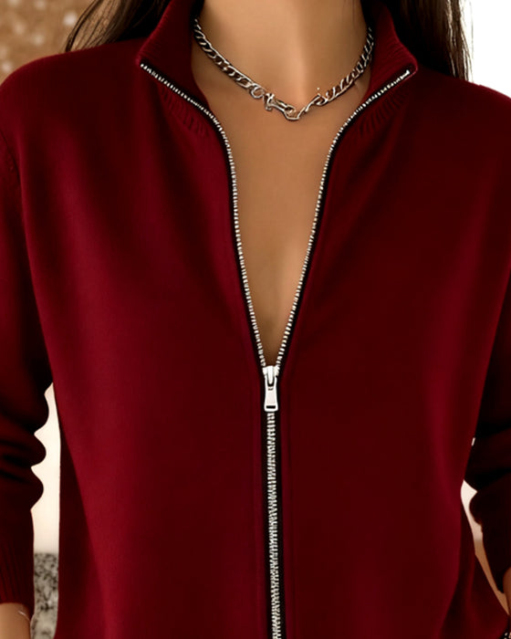 Casual Zipper Fashion Cardigan