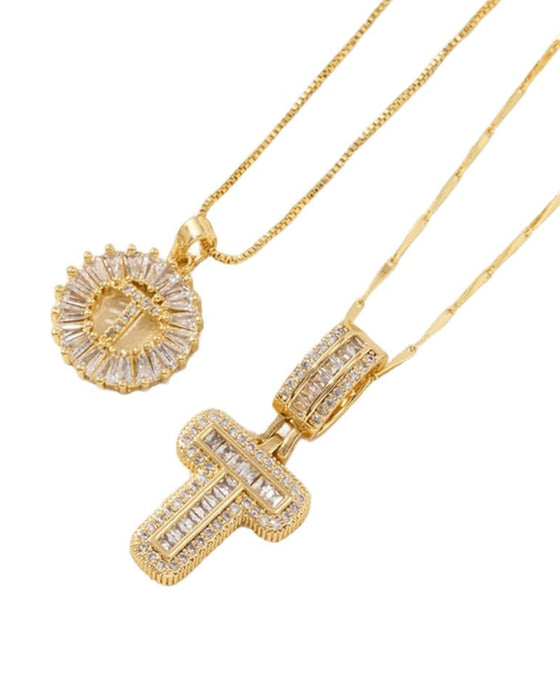 Initial Letter Pendant Necklaces -2 Pack