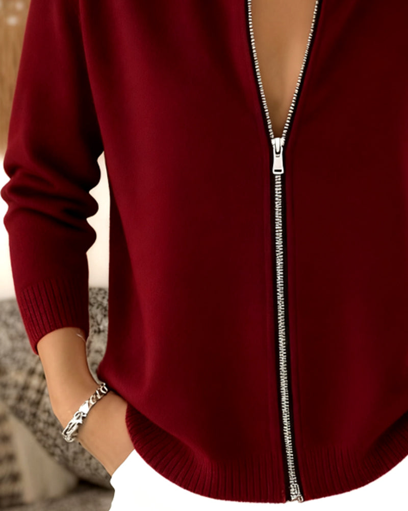 Casual Zipper Fashion Cardigan