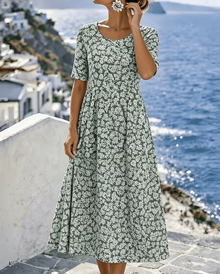 Crew Neck Casual A-Line Dress