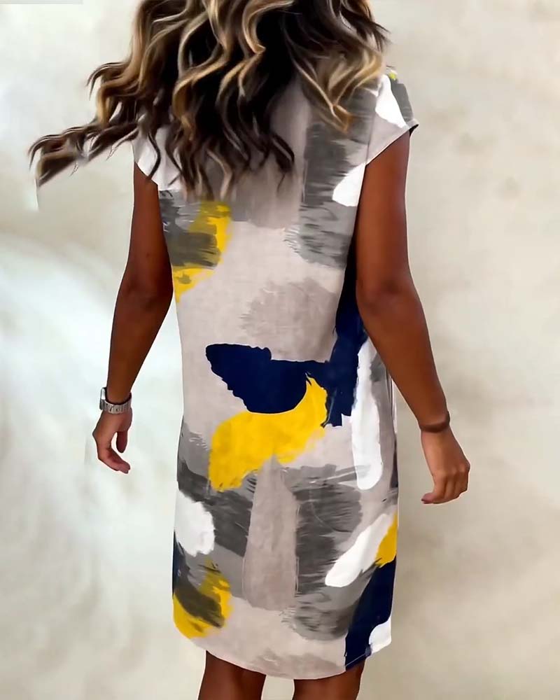 Round Neck Tie-Dye Printed Dress