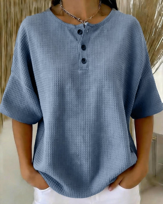 Waffle Loose Casual Top