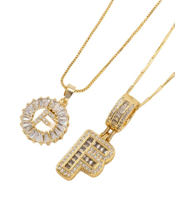 Initial Letter Pendant Necklaces -2 Pack