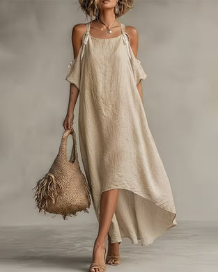 Solid Color Irregular Texture Suspender Dress