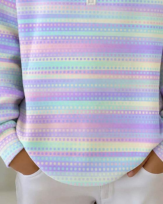 Lapel Long Sleeve Sweatshirt