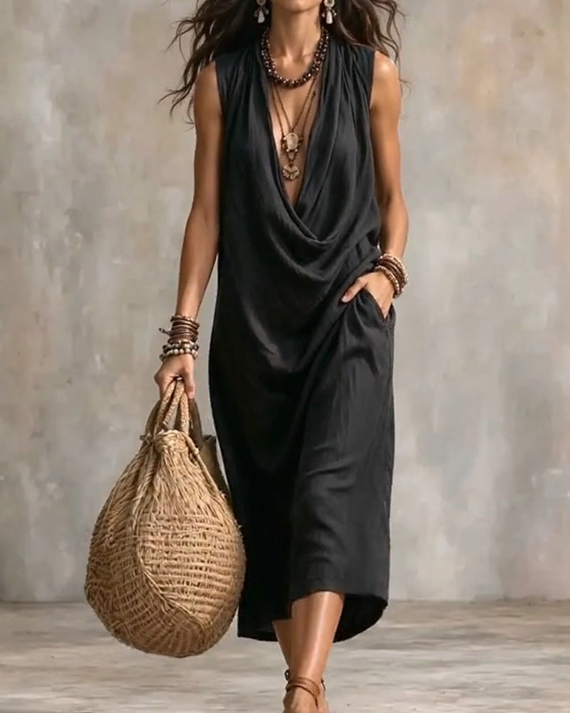Sleeveless V-Neck Fashion Dress