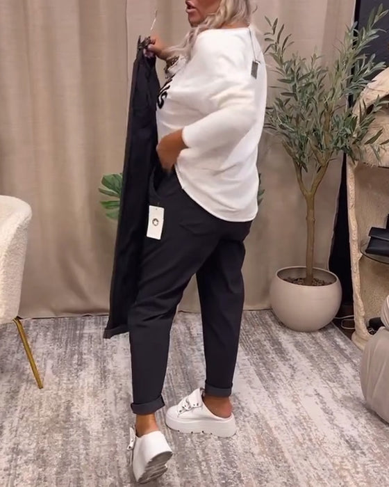 Casual solid color pocket pants