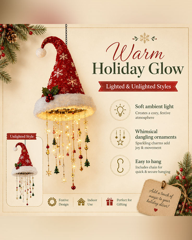 🎅 Lighted Santa Hat Hanging Chandelier 🎄