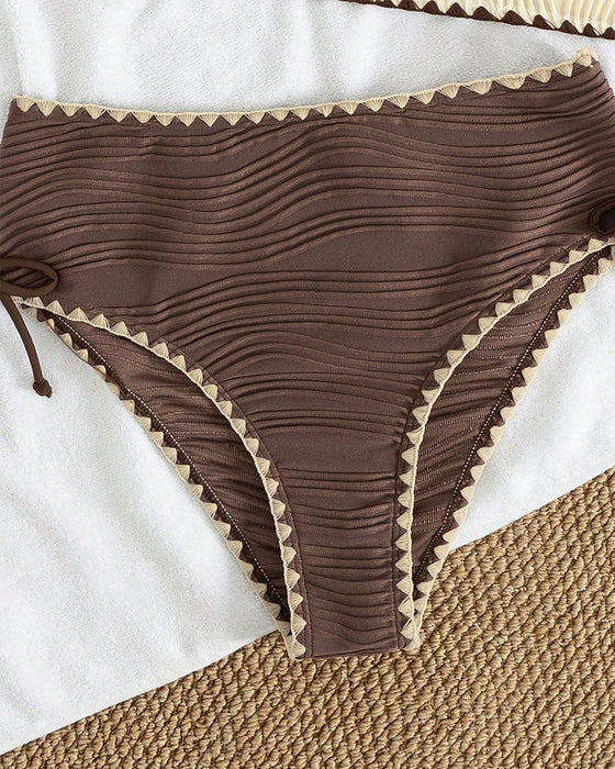 Halter Neck Contrast Color Bikini Two-Piece Set
