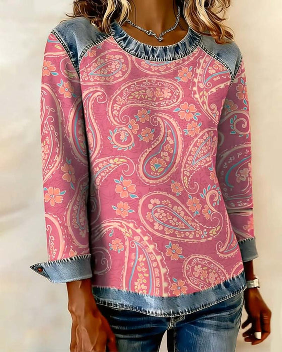 Stylish Color-Blocked Crew Neck Sweatshirt