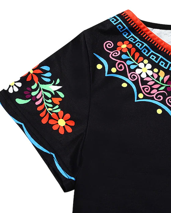 Retro short-sleeved printed dress