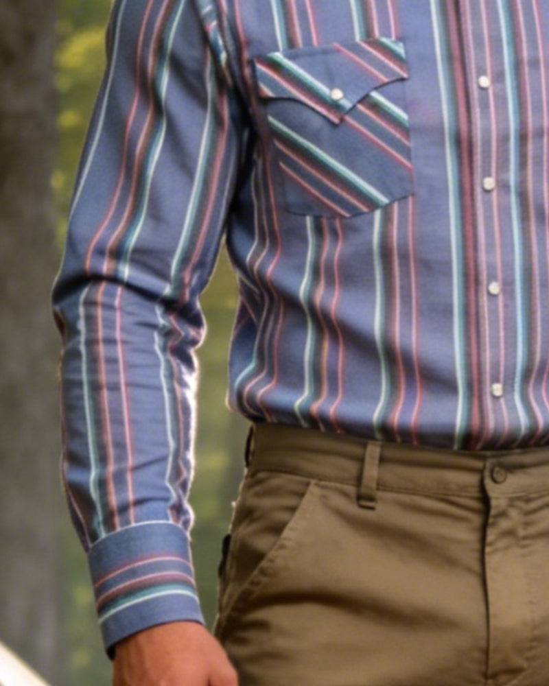 Men's Collared Pocket Plaid Shirt