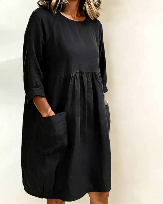 Three-Quarter Sleeve Loose Dress