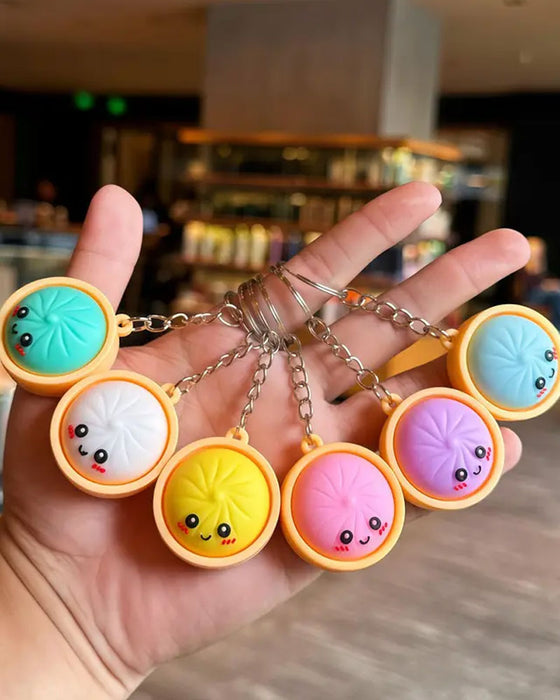 Cute Dumpling Pressable Glow Squishies Fidget Keychain
