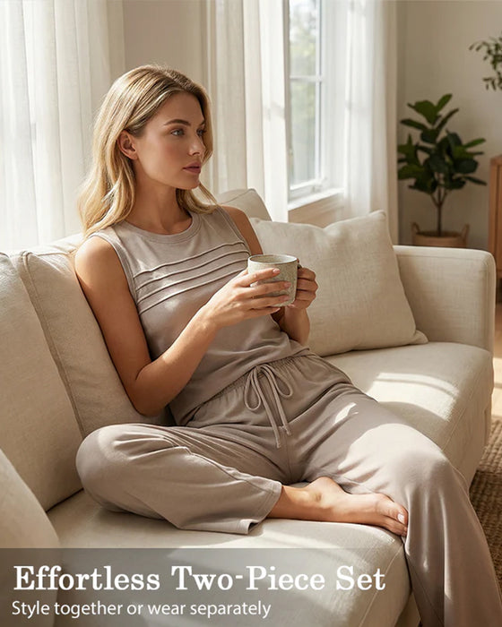 Pleated Vest Top Two-Piece Set