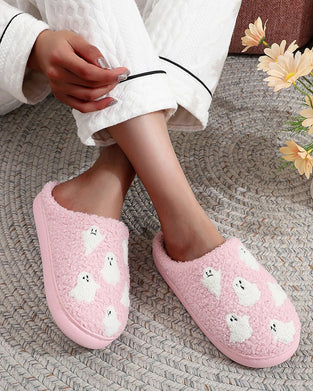 Women's Cute Cartoon Ghost Pattern Plush Slippers
