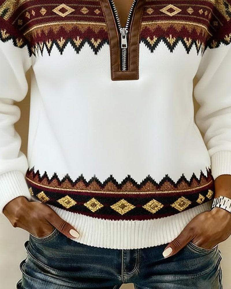 Retro Half-Zip Collar Sweatshirt
