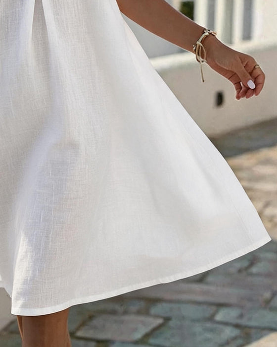 Lapel Short Sleeve Straight Dress