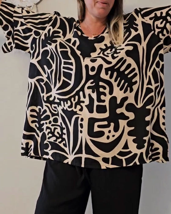 Abstract Botanical Print Loose Top