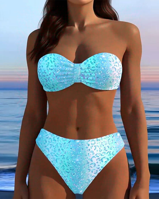 Leopard Print Bandeau Bikini