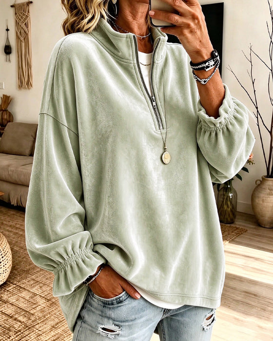 Stand Collar Zipper Sweatshirt