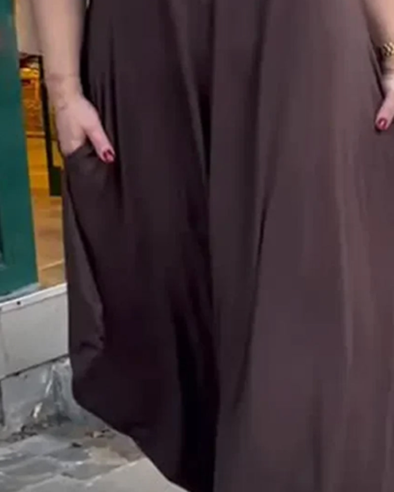 High-Neck Loose-Fitting Fashion Dress