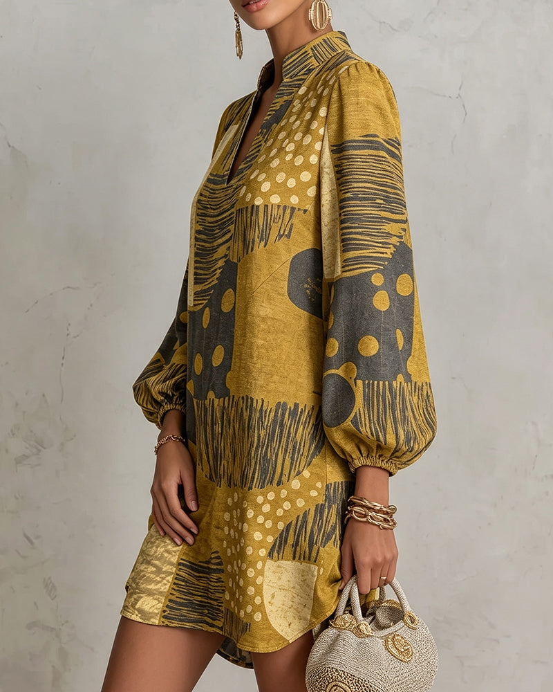 Casual V-Neck Printed Dress