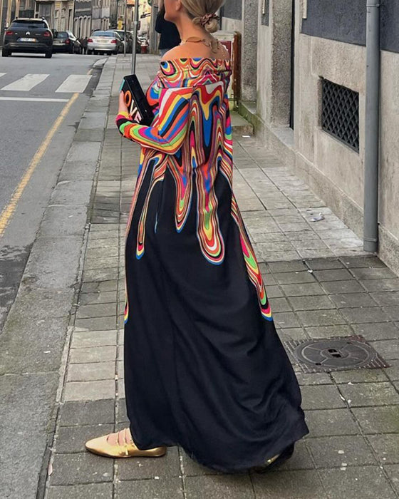 Long sleeve off shoulder elegant maxi dress
