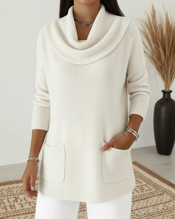 Cowl Neck Long Sleeve Pullover