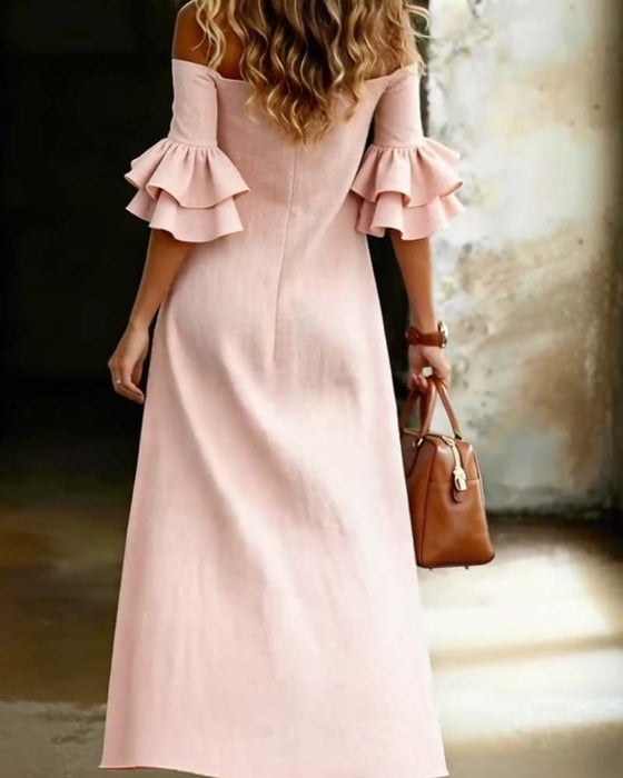 One Shoulder Ruffled Long Dress