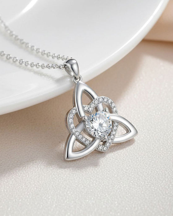 Birthstone Celtic Trinity Knot Heart Necklace✨ Heart Shape Celtic Trinity Knot Birthstone Pendant