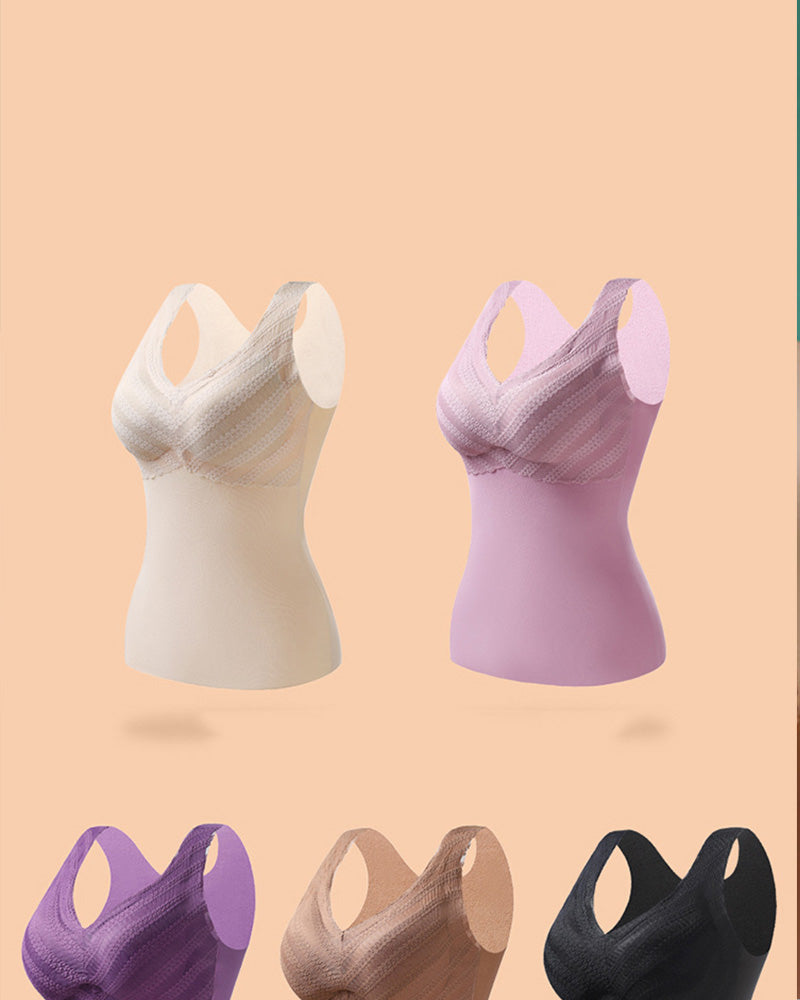 Double-Sided Brushed Velvet Thermal Vest with Chest Pad