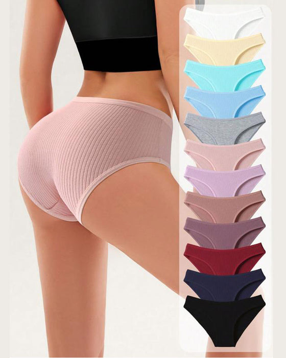 Ladies'  Breathable Vertical Striped Texture Feel Comfortable Fashionable Mid-Waist Brief
